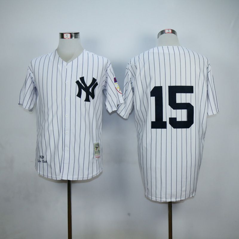 Men New York Yankees #15 No name White Throwback MLB Jerseys->new york yankees->MLB Jersey